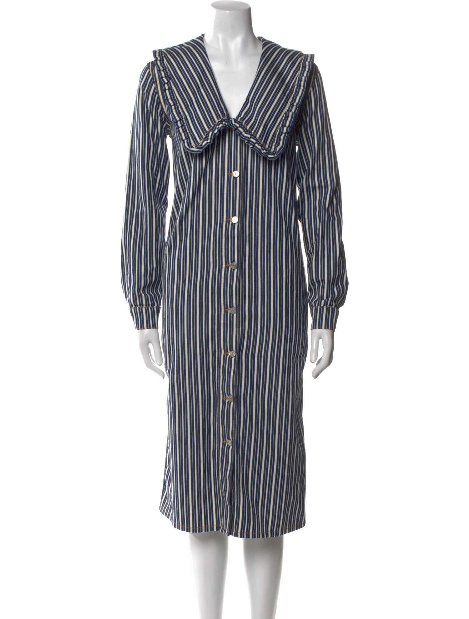 Ganni Striped Midi Length Dress