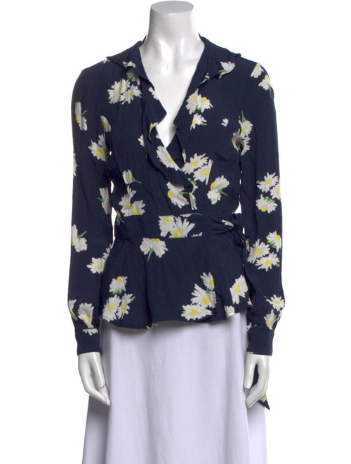 Ganni Floral Print V-Neck Blouse