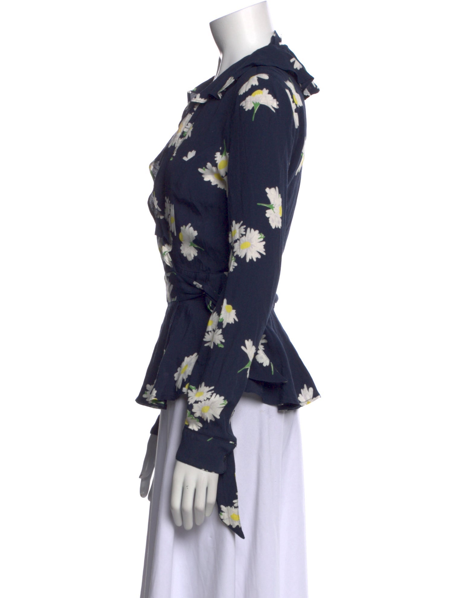 Ganni Floral Print V-Neck Blouse