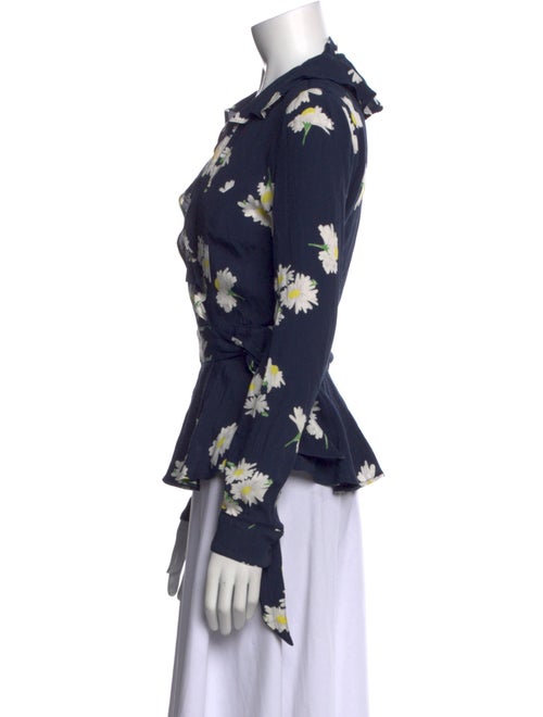 Ganni Floral Print V-Neck Blouse