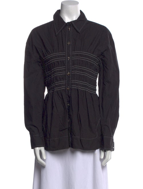 Ganni Long Sleeve Button-Up Top