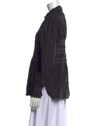 Ganni Long Sleeve Button-Up Top