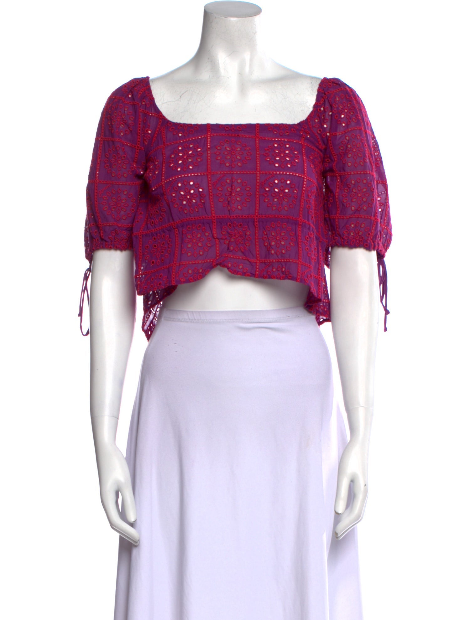 Ganni Lace Pattern Square Neckline Crop Top