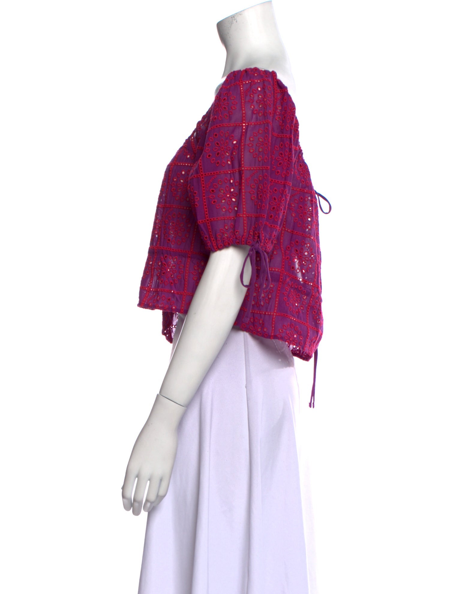 Ganni Lace Pattern Square Neckline Crop Top