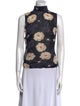 Ganni Floral Print Mock Neck Top