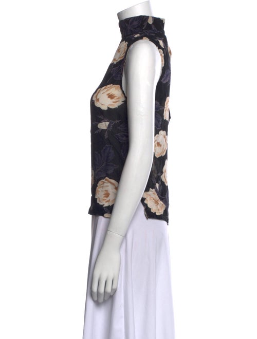 Ganni Floral Print Mock Neck Top