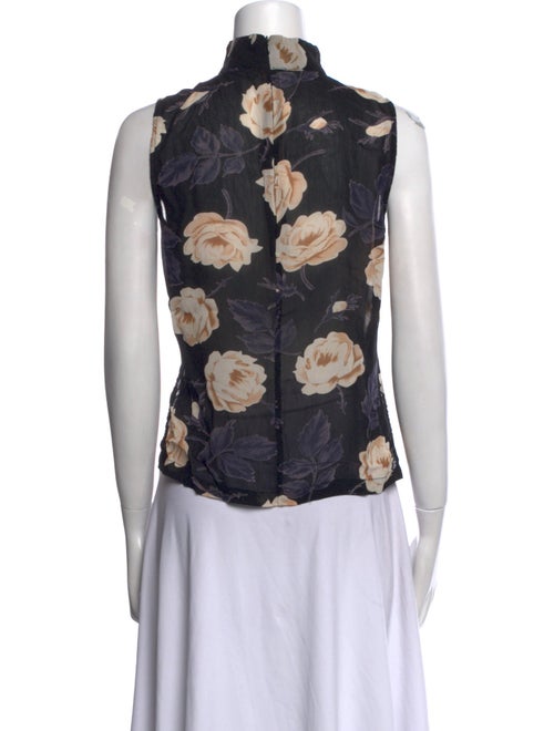 Ganni Floral Print Mock Neck Top
