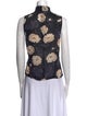 Ganni Floral Print Mock Neck Top