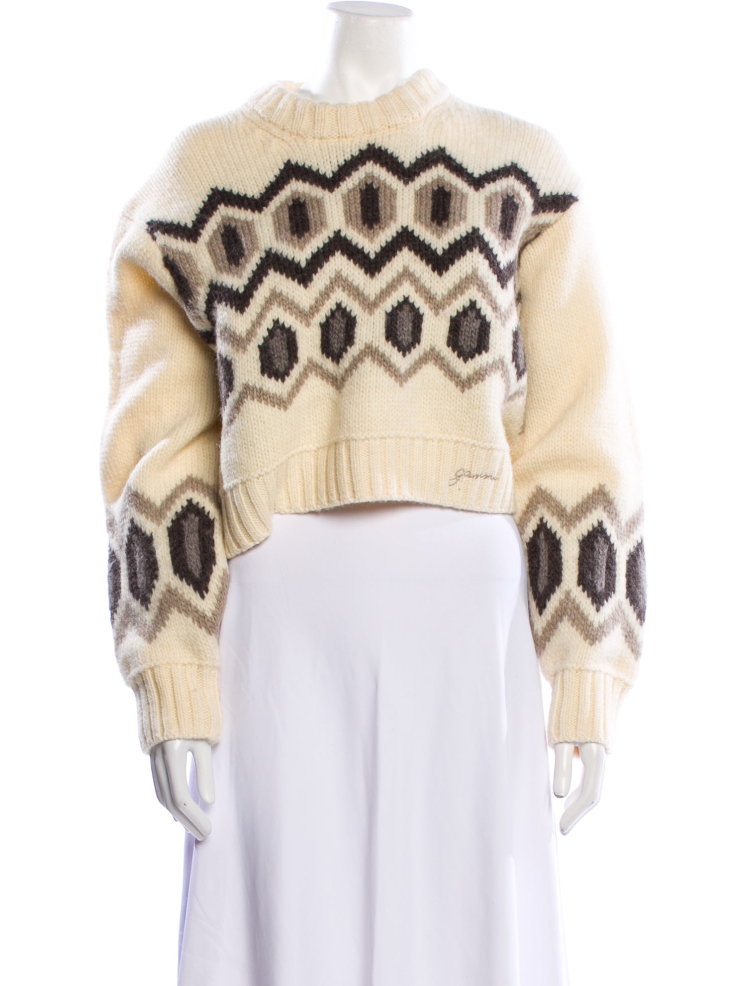 Ganni Wool Printed Sweater w/ Tags