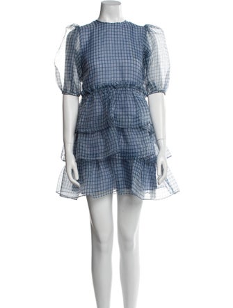 Ganni Plaid Print Mini Dress