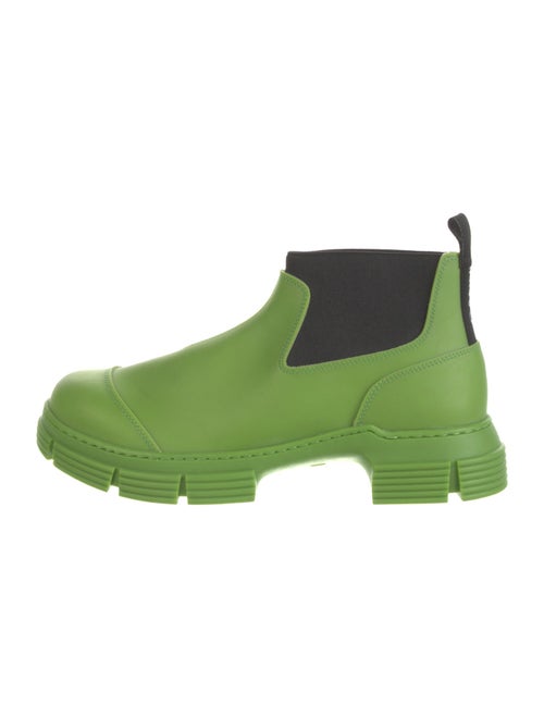 Ganni Leather Grosgrain Trim Chelsea Boots