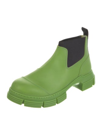 Ganni Leather Grosgrain Trim Chelsea Boots