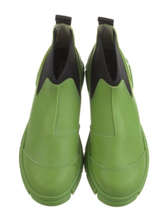 Ganni Leather Grosgrain Trim Chelsea Boots