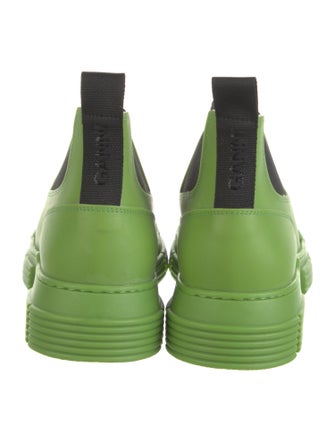 Ganni Leather Grosgrain Trim Chelsea Boots