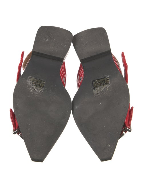 Ganni Patent Leather Colorblock Pattern Slingback Flats