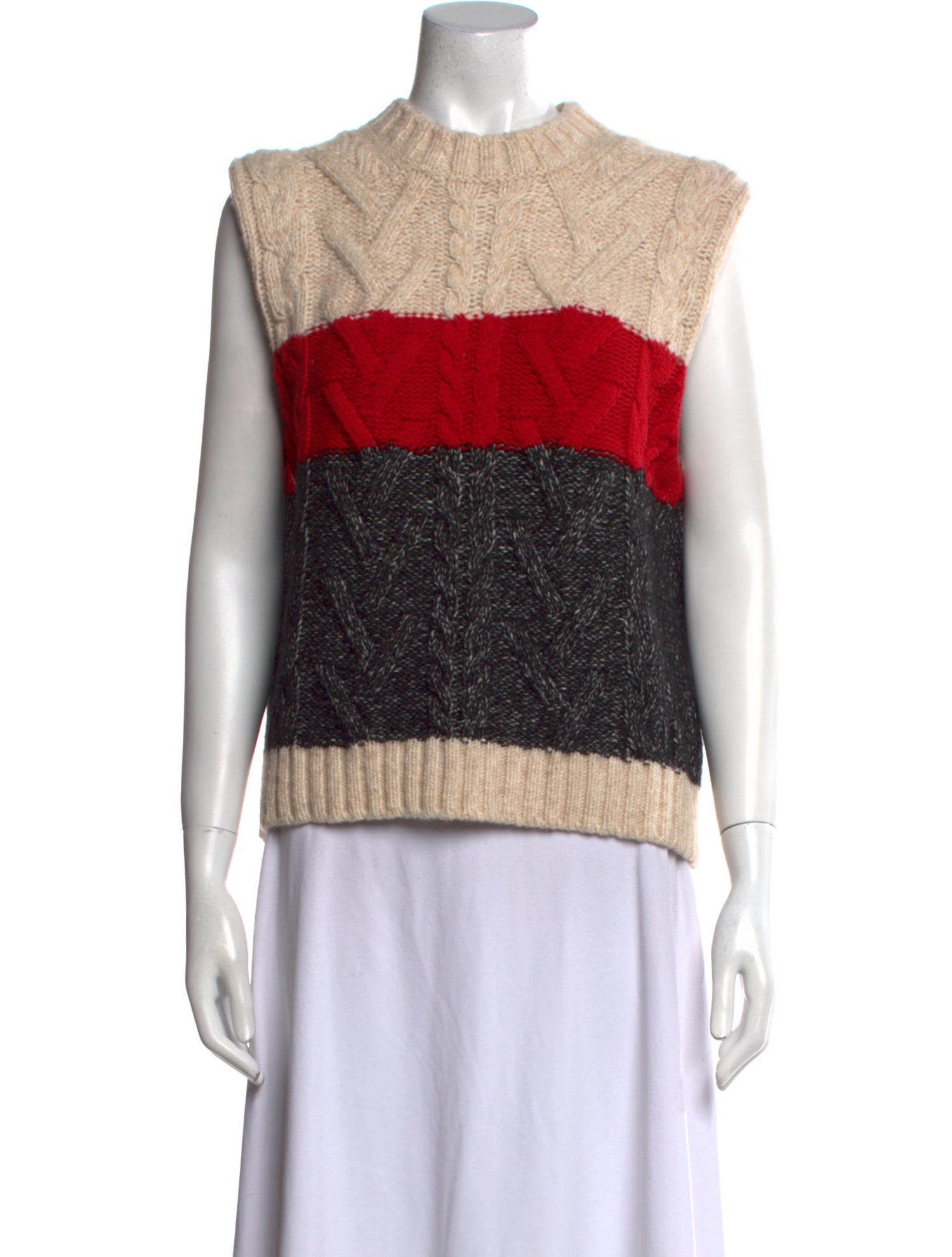 Ganni Colorblock Pattern Mock Neck Sweater