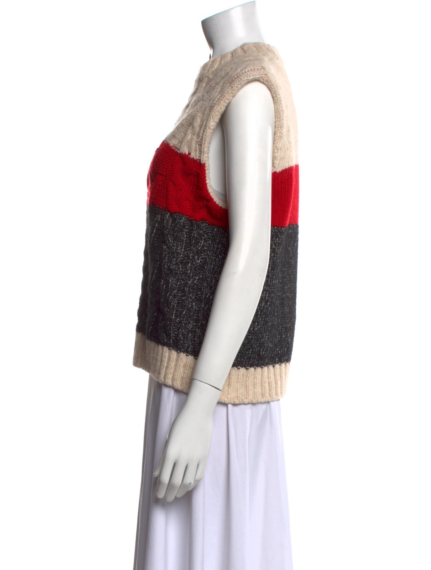 Ganni Colorblock Pattern Mock Neck Sweater
