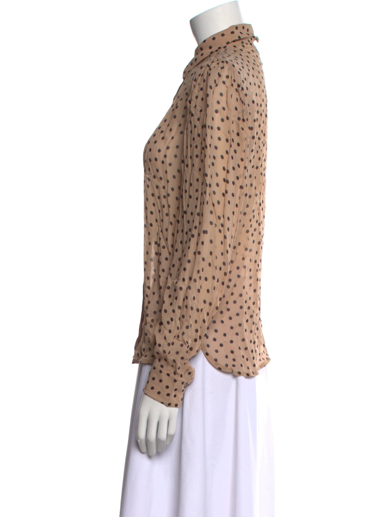 Ganni Polka Dot Print Long Sleeve Button-Up Top