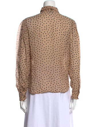 Ganni Polka Dot Print Long Sleeve Button-Up Top