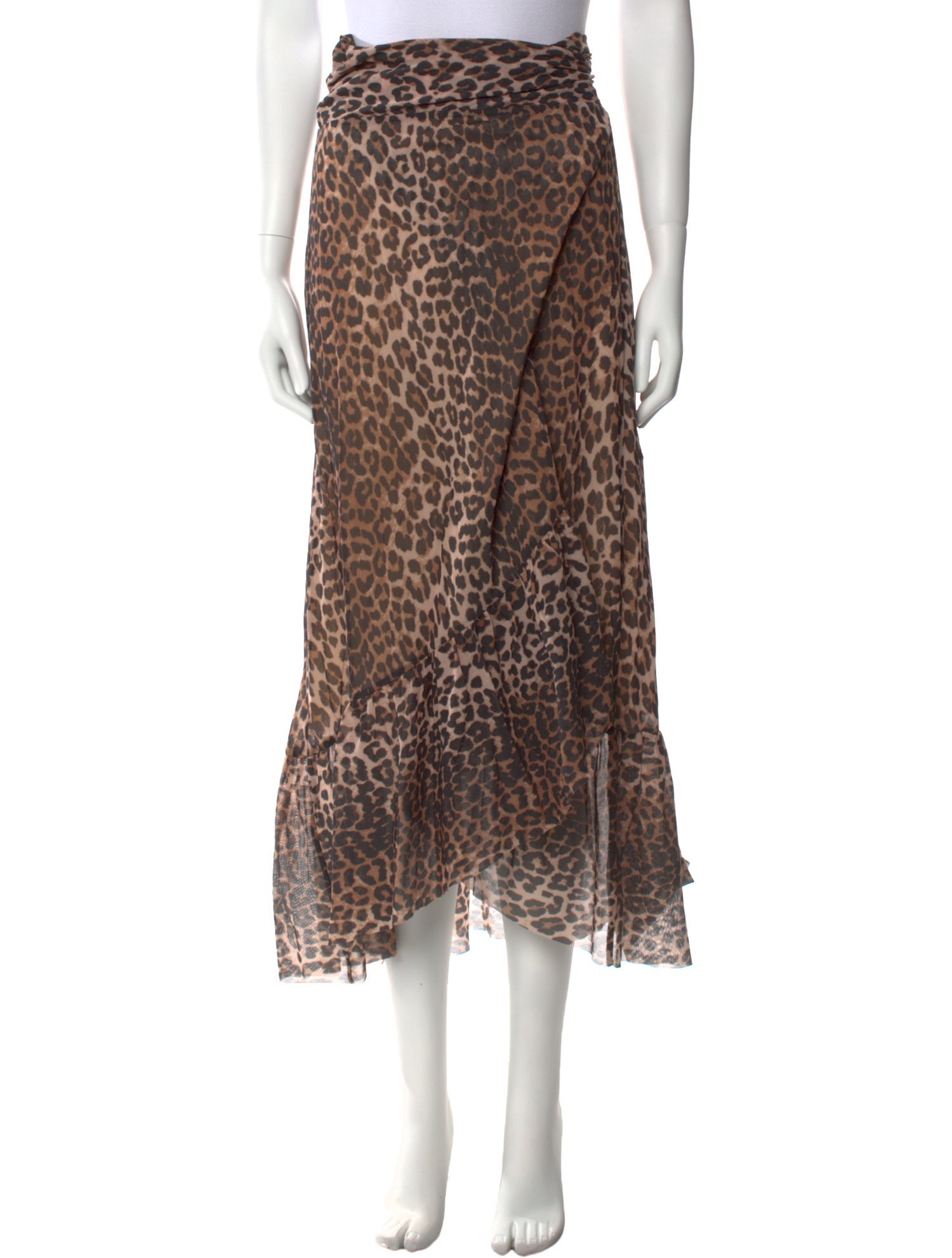Ganni Animal Print Midi Length Skirt