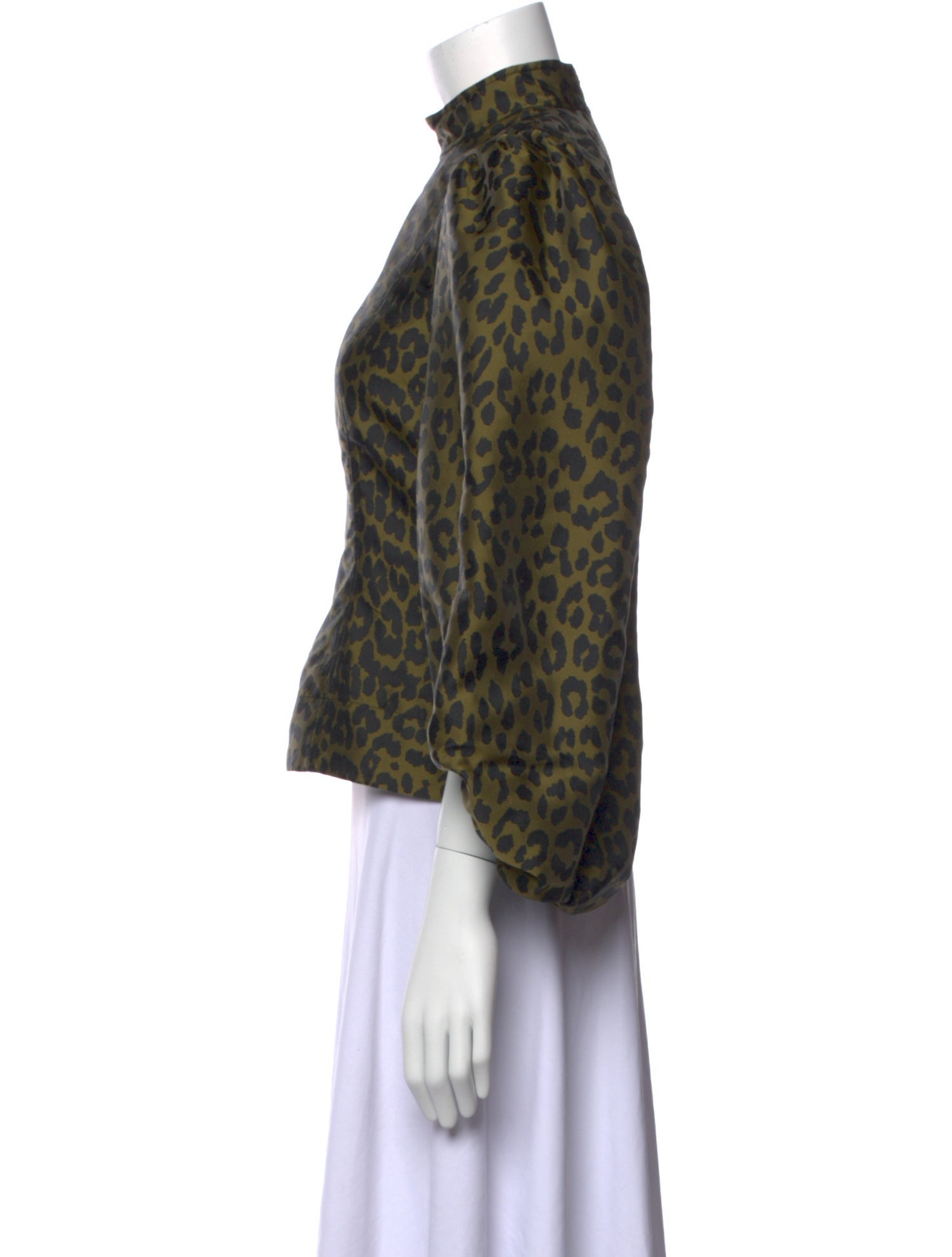 Ganni Animal Print Mock Neck Blouse