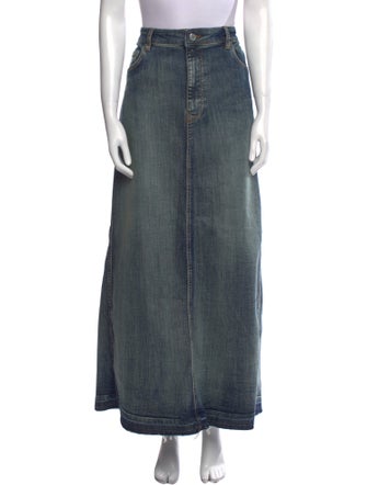 Ganni Raw-Edge Trim Long Skirt