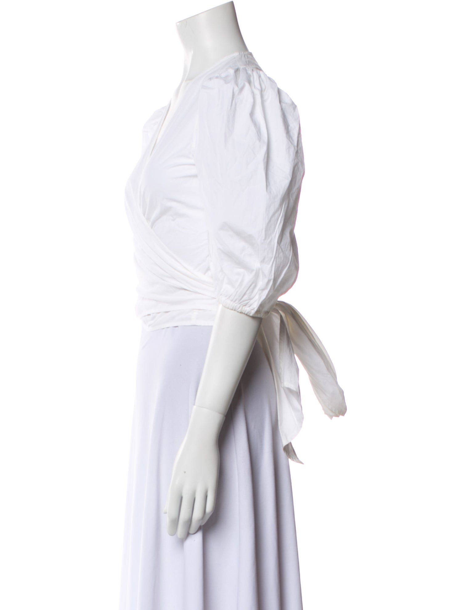 Ganni V-Neck Three-Quarter Sleeve Crop Top