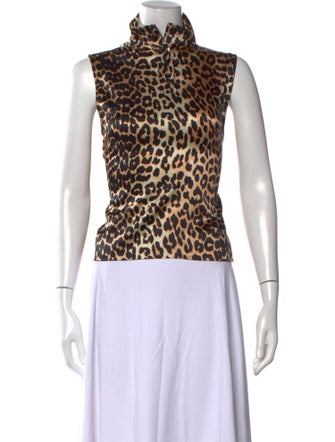 Ganni Silk Animal Print Top