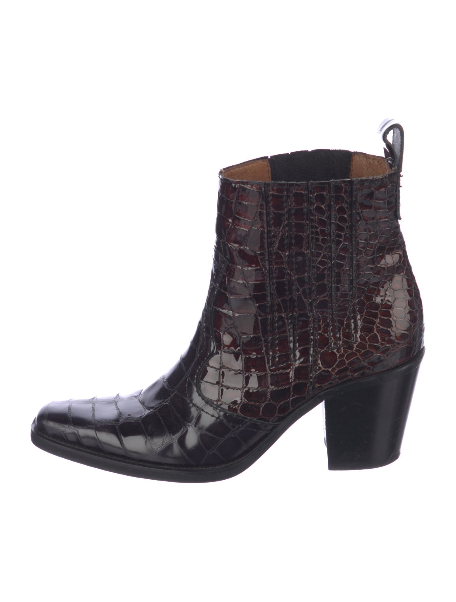 Ganni Embossed Leather Patterned Western Boots