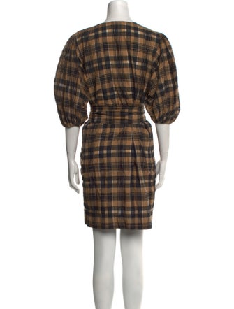 Ganni Plaid Print Mini Dress