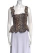 Ganni Animal Print Square Neckline Crop Top