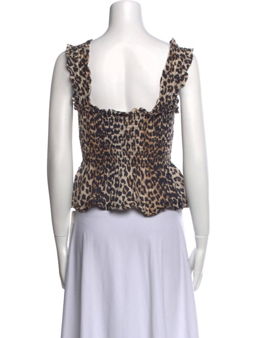 Ganni Animal Print Square Neckline Crop Top