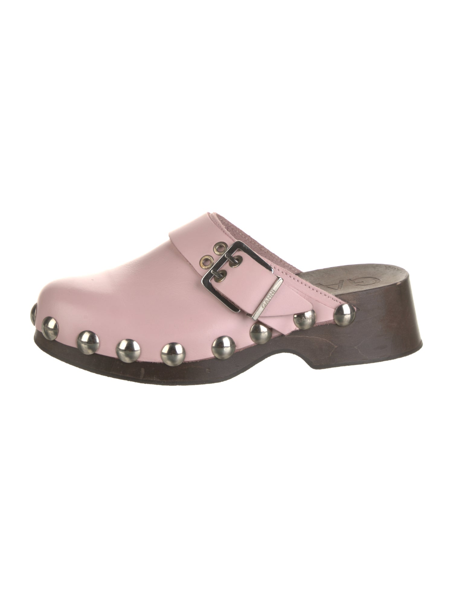 Ganni Leather Studded Accents Mules