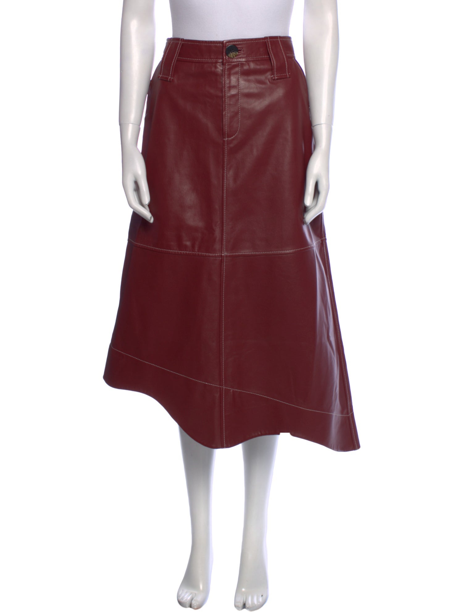 Ganni Lamb Leather Midi Length Skirt