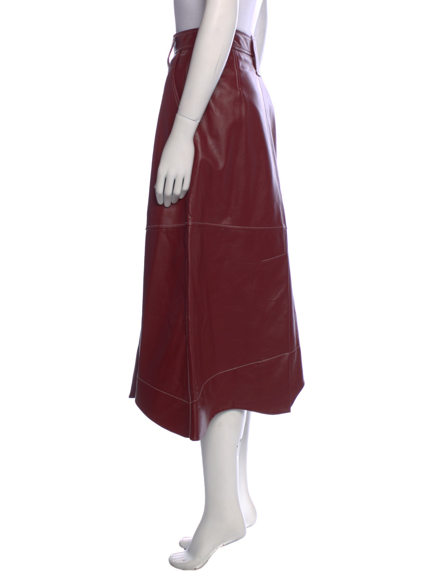 Ganni Lamb Leather Midi Length Skirt