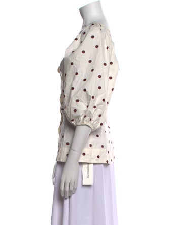 Ganni Polka Dot Print Square Neckline Blouse