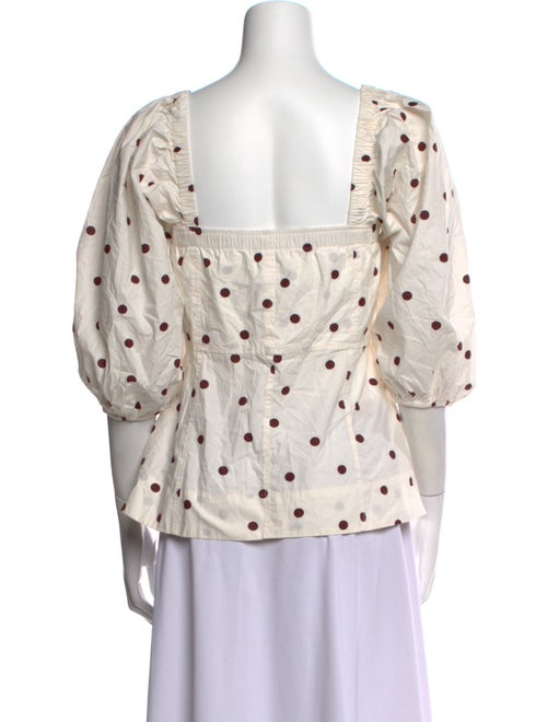 Ganni Polka Dot Print Square Neckline Blouse
