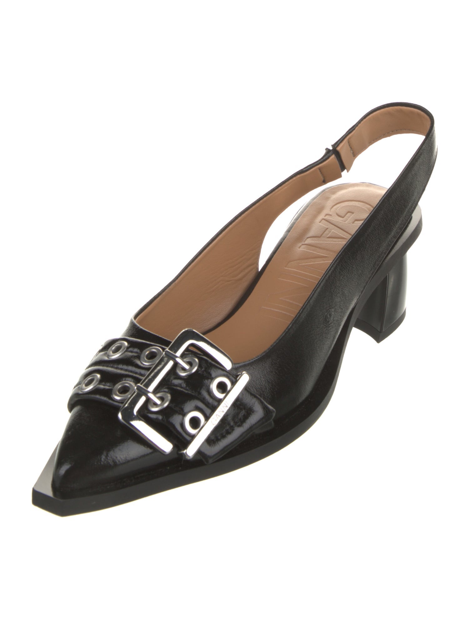 Ganni Patent Leather Slingback Pumps