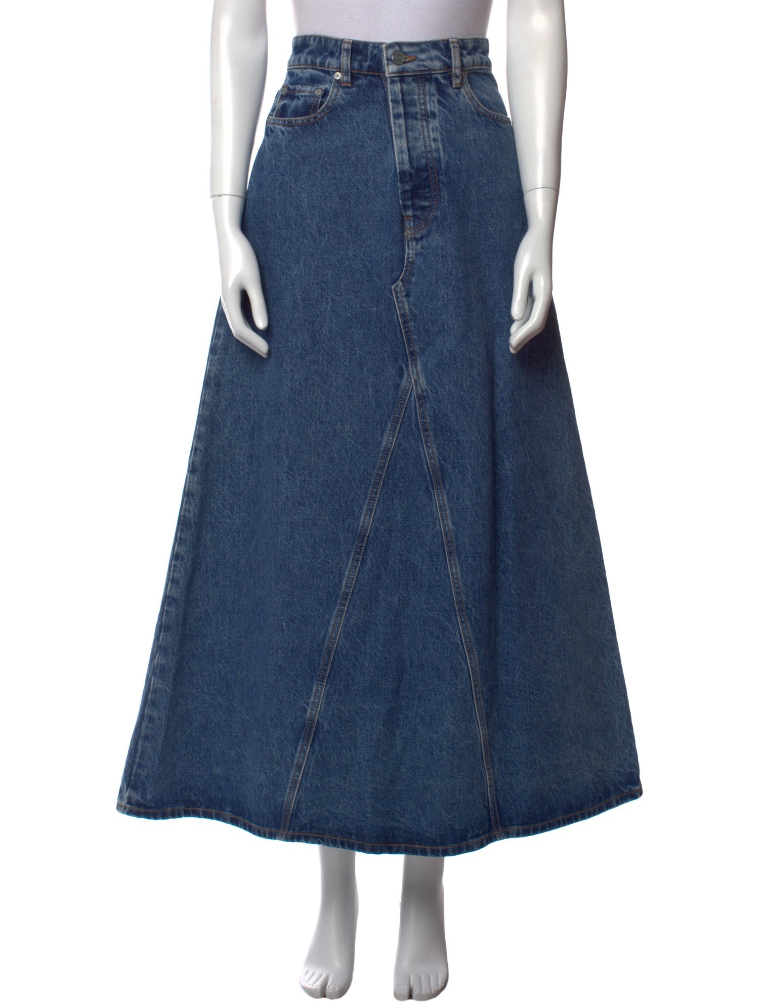 Ganni Embroidered Accent Midi Length Skirt