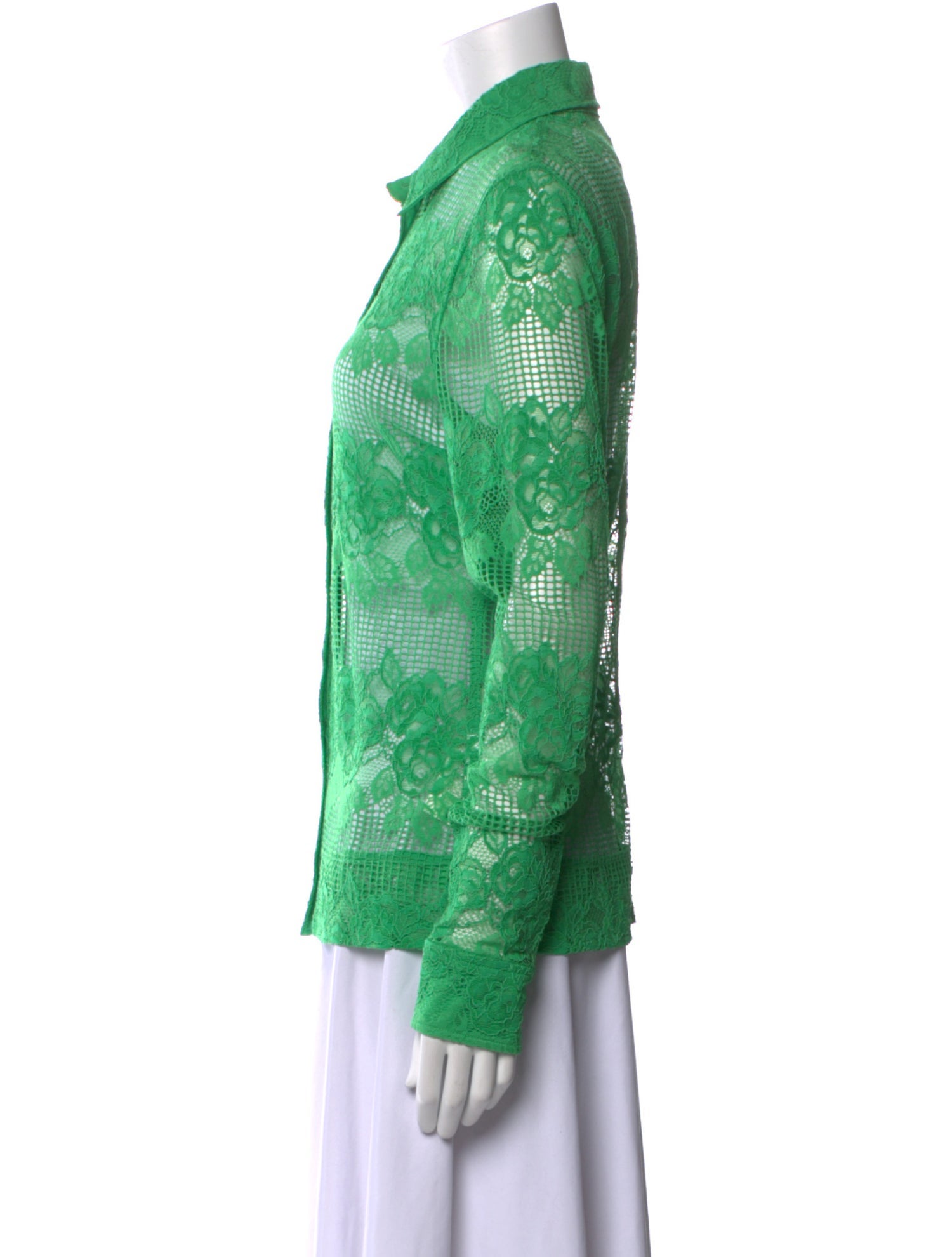 Ganni Lace Pattern Long Sleeve Button-Up Top w/ Tags