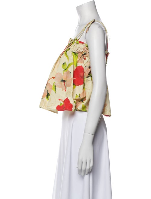 Ganni Floral Print Square Neckline Crop Top