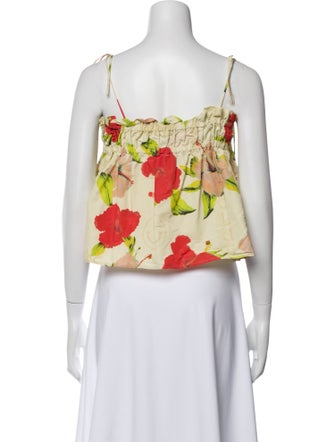 Ganni Floral Print Square Neckline Crop Top