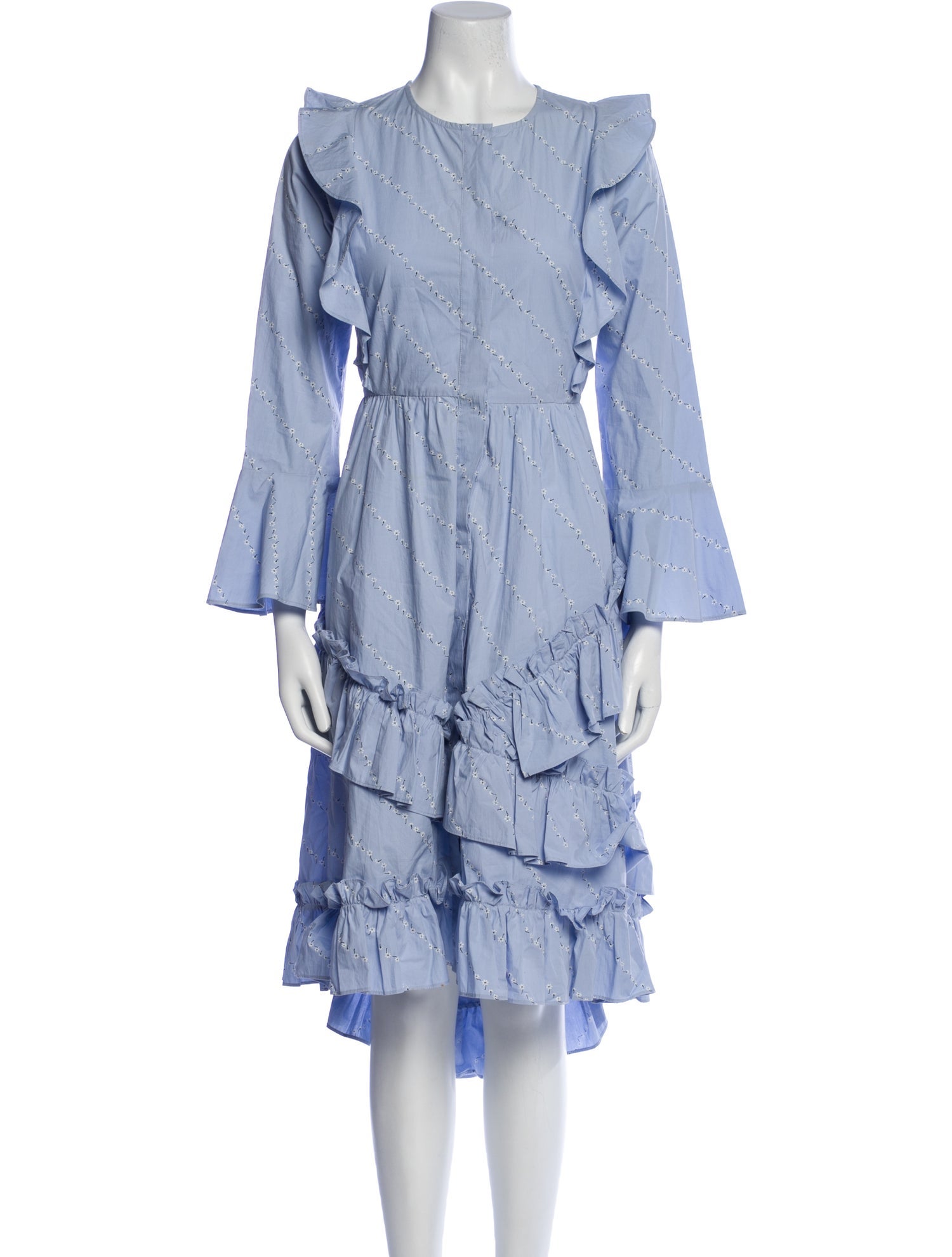 Ganni Crew Neck Midi Length Dress