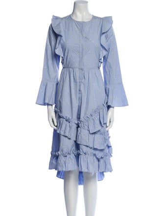 Ganni Crew Neck Midi Length Dress