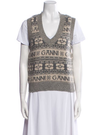 Ganni Wool Printed Sweater