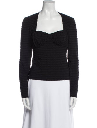 Ganni Square Neckline Long Sleeve Top