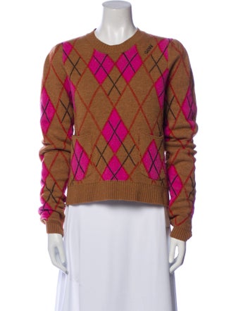 Ganni Wool Plaid Print Sweater