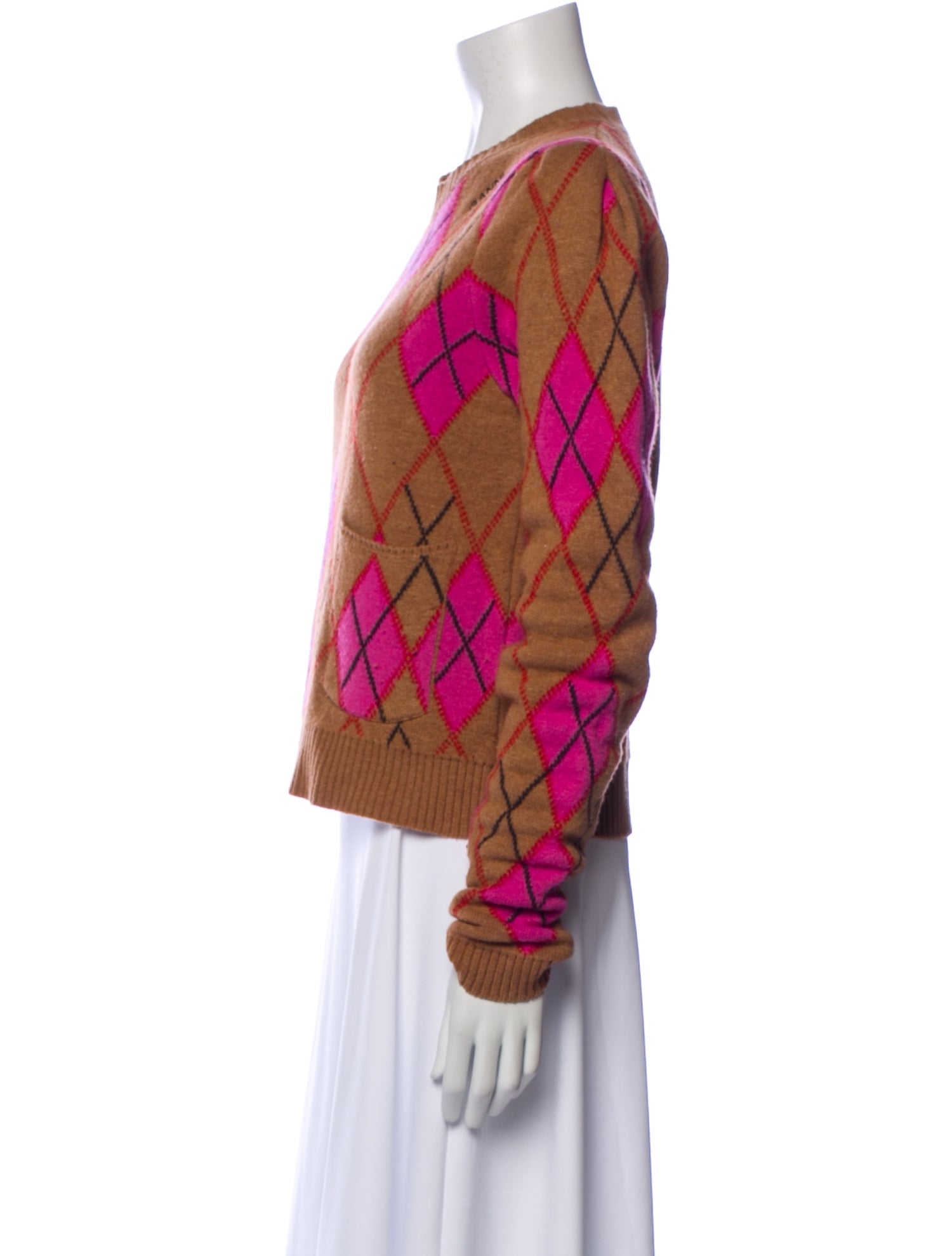 Ganni Wool Plaid Print Sweater