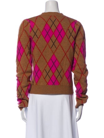 Ganni Wool Plaid Print Sweater