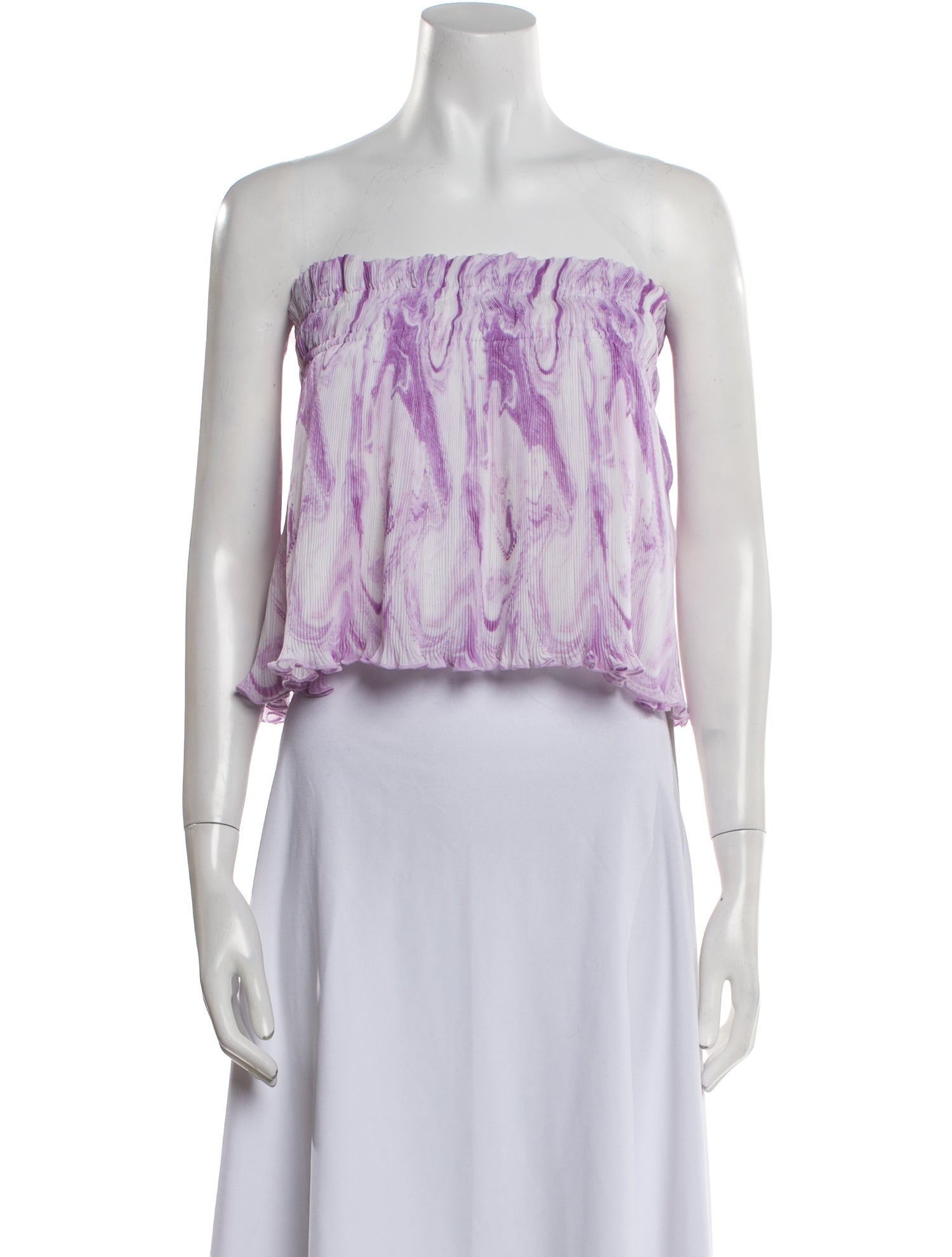 Ganni Tie-Dye Print Strapless Crop Top